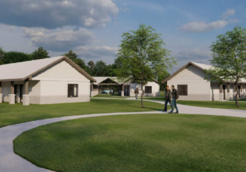 A rendering of the courtyard at the new community center.